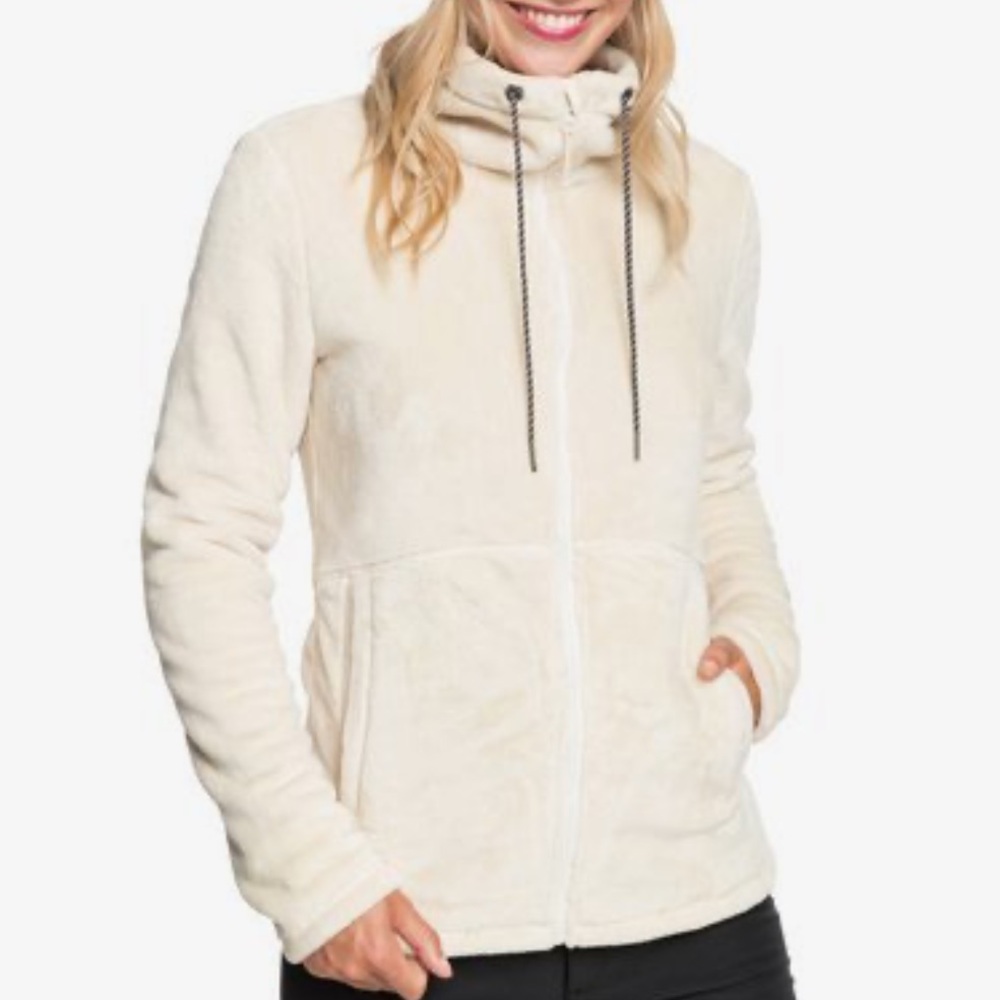 Roxy Tundra Technical Fleece Full Zip Jacket Cream Oatmeal M